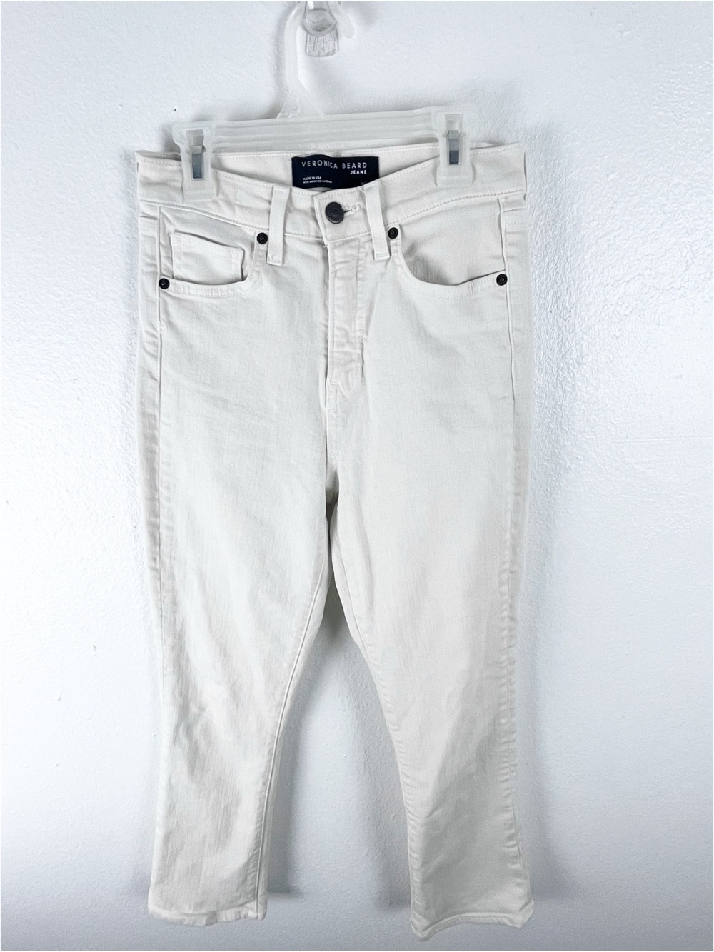 VERONICA BEARD Carly Kick Flare High Rise Ecru Jeans Size 26 Quiet Luxury Boho